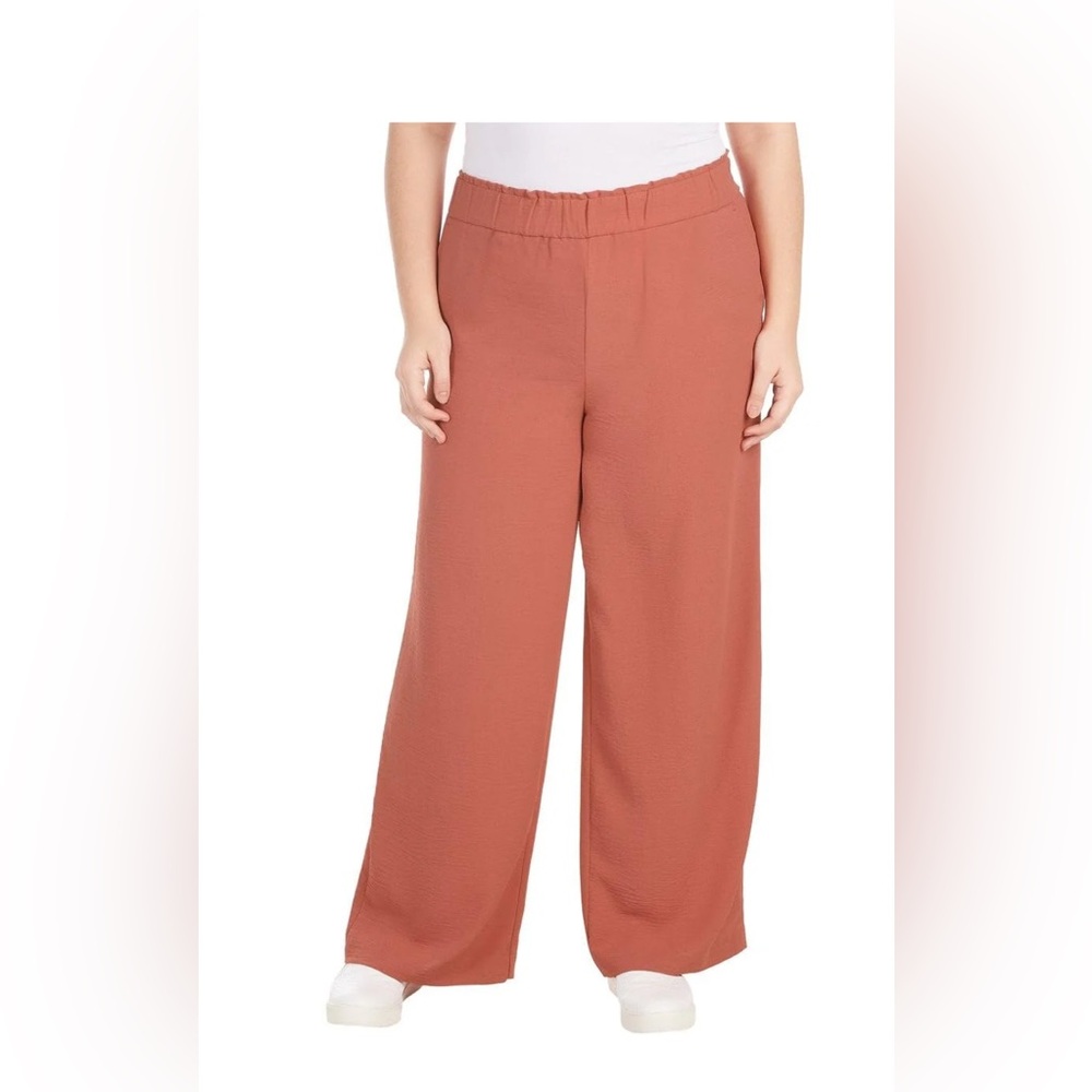Hilary Radley Women's Wide Leg Crinkle Pants With Elasticwaistband